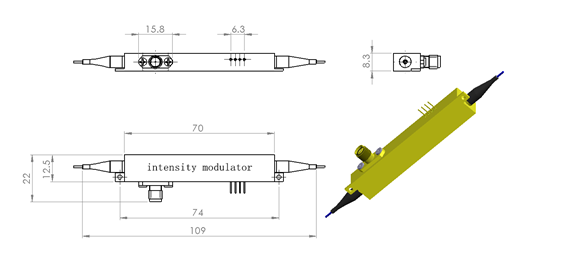 Lithium Niobate Phase modulators Dimensions